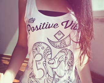 Yoga tank top - Om tank - Positive vibes, Ohm tank, Spiritual clothes, racerback, vibe, trendy graphic tee, yoga workout clothes