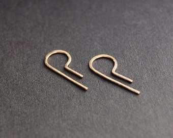 P Shape Open Hoop Earrings - gold earrings, gold hoop earrings, silver earrings, minimal earrings, minimalist earrings, threader earrings