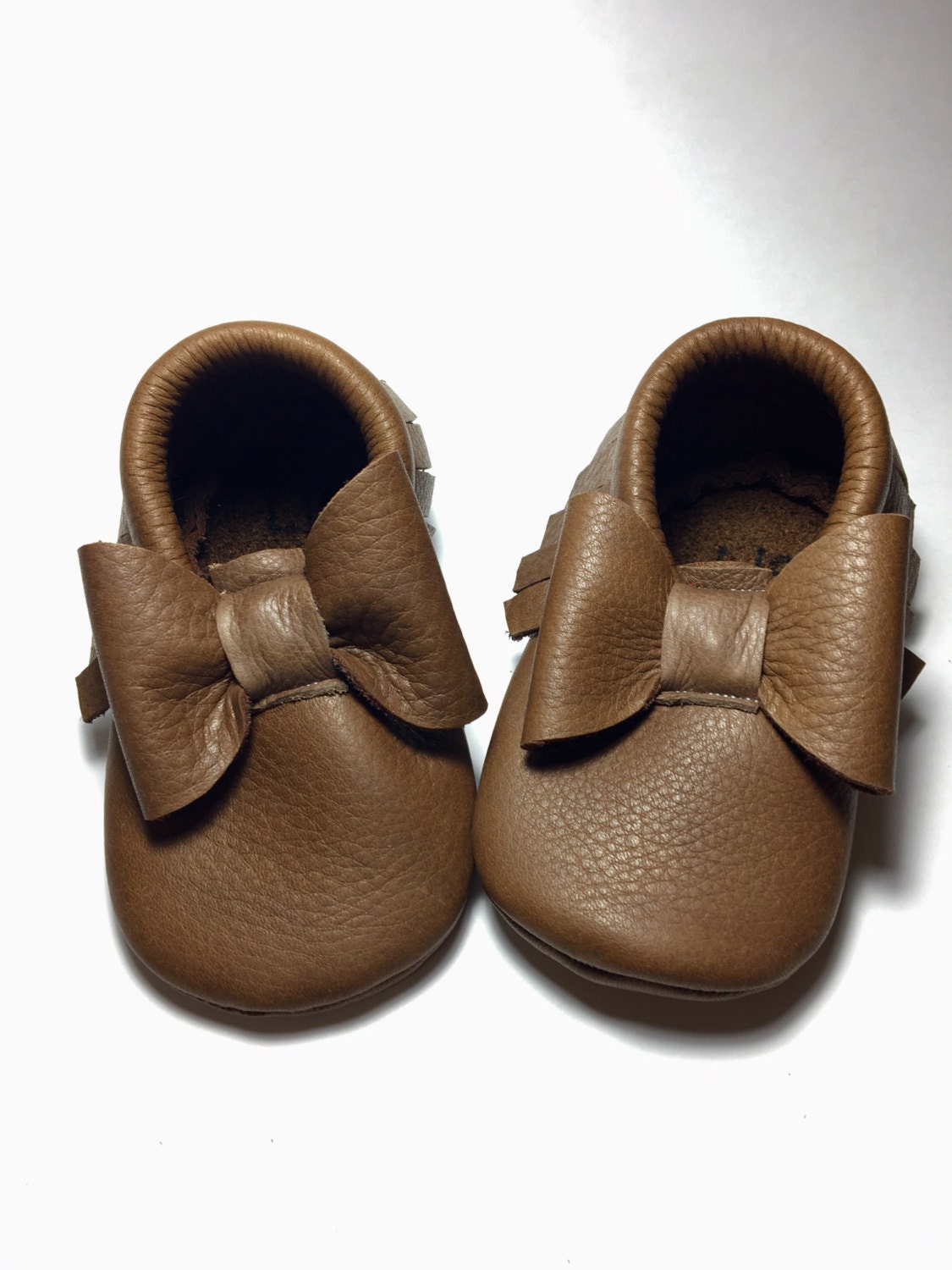 Brown Baby Moccasins/ Leather Moccasins/ Baby Shoes Girl/