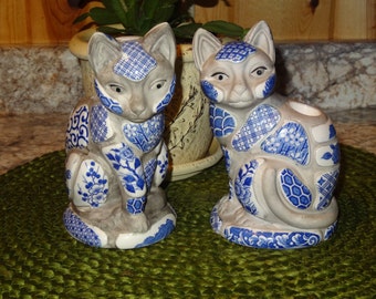 Pair of Nancy Lopez Cat Candleholders / Cat Candleholders / Nancy Lopez