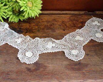 Vintage 1920s Ivory Lace Yoke Collar Tatted Crochet / Altered Art, Sewing, Crafting Altered Art, Victorian, Edwardian Style