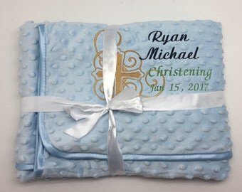 Baptism gift girl or boy blanket, personalized christening gift, monogrammed blanket, Baptismal gift, Girl Baptism gift, Boy Baptism gift