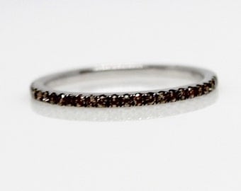 14k White Gold Diamond Wedding Band with black rodium