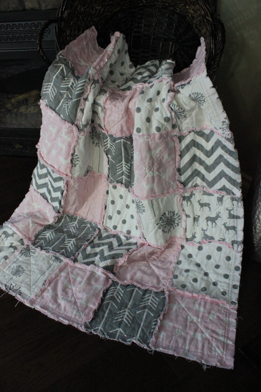 Rag Quilt Baby Rag Quilt Crib Blanket Premier Prints by RozonsRags