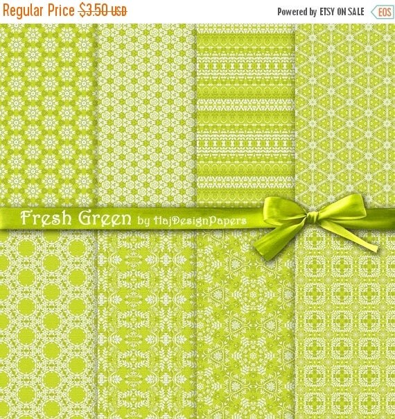 SALE Green digital paper : Fresh Green by HajDesignPapers on Etsy