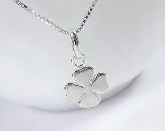 Sterling Silver Four Leaf Clover Necklace, Lucky Charm Necklace, Friendship Necklace, Best Friend Gift, Shamrock Necklace, St Patrick Day