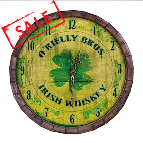 Irish Whiskey Custom Wood Barrel Top Clock