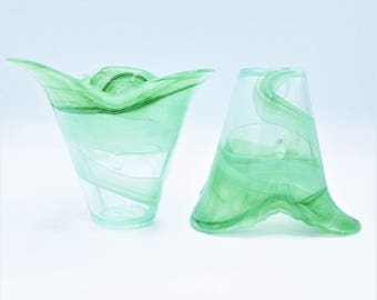 Vintage Slag Vase Pair - Petal Bud Vase - Glass Vase - Flower Vase - Milk Glass Vase - Decorative Vases - Pair of Vases - Vase Set