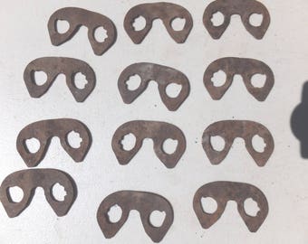 Rusty Metal Double Round brackets/clips-assemblage, steampunk, altered art