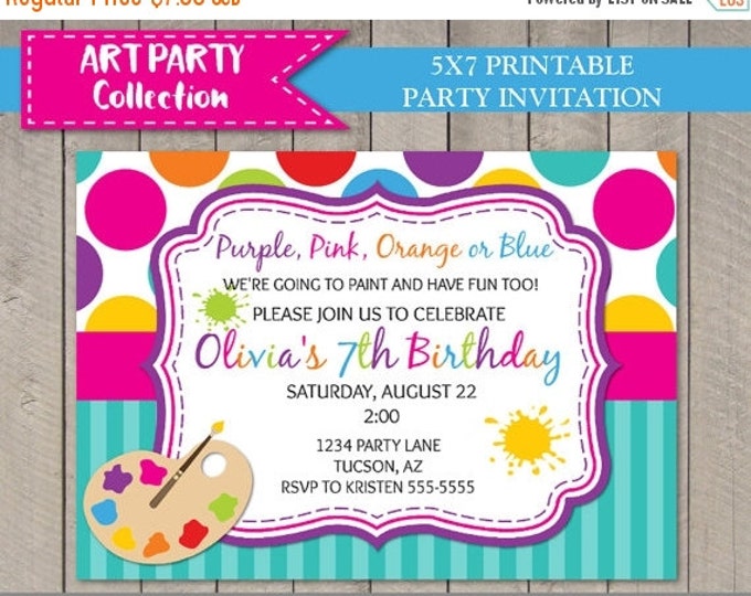 SALE PERSONALIZED Art Party 5x7 Birthday Party Printable Invitation / Digital File / Painting / Art Party Collection / Item #2803