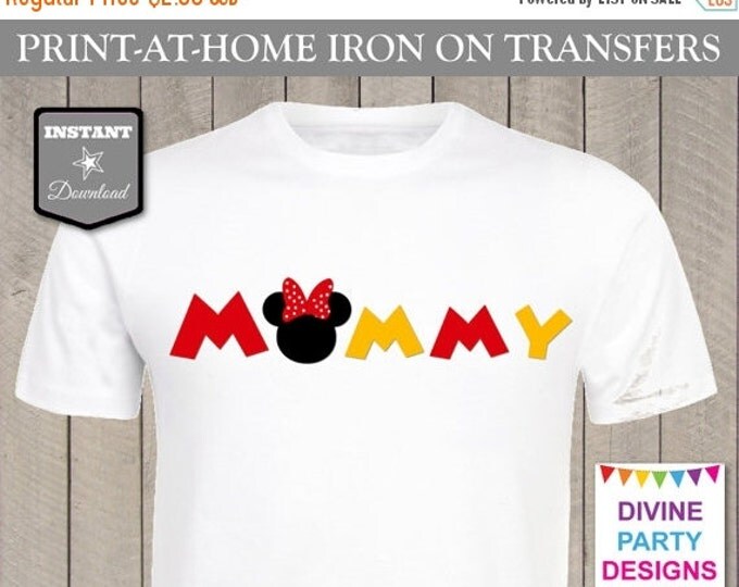 SALE INSTANT DOWNLOAD Print at Home Red Girl Mouse Mommy Printable Iron On Transfer / T-shirt / Family Trip / Party / Item #2419