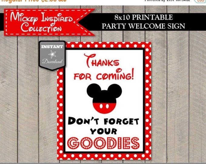 SALE INSTANT DOWNLOAD Mouse 8x10 Don't Forget Your Goodies Printable Party Sign / Favors / Classic Mouse Collection / Item #1565