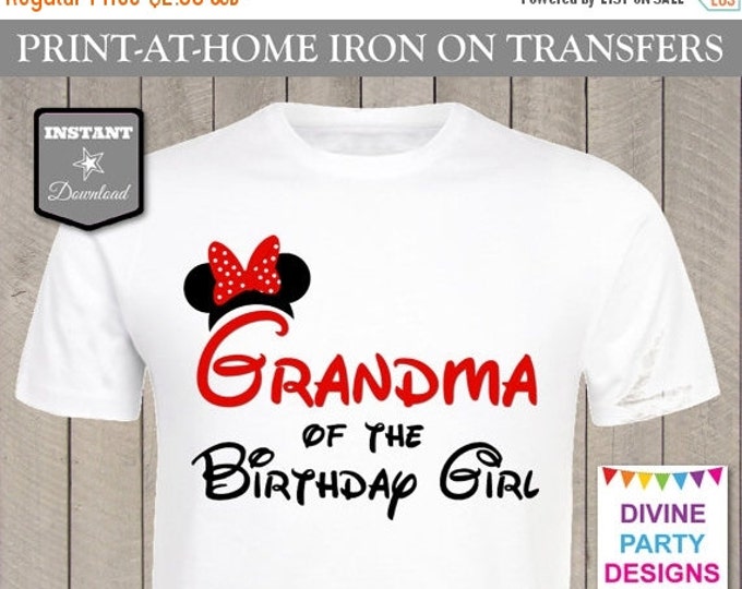SALE INSTANT DOWNLOAD Print at Home Red Mouse Grandma of the Birthday Girl Printable Iron On Transfer / T-shirt / Family / Trip / Item #2357