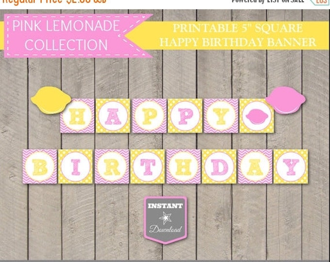 SALE INSTANT DOWNLOAD Pink Lemonade Printable Happy Birthday Banner / Diy Printables / Pink Lemonade Collection / Item #403