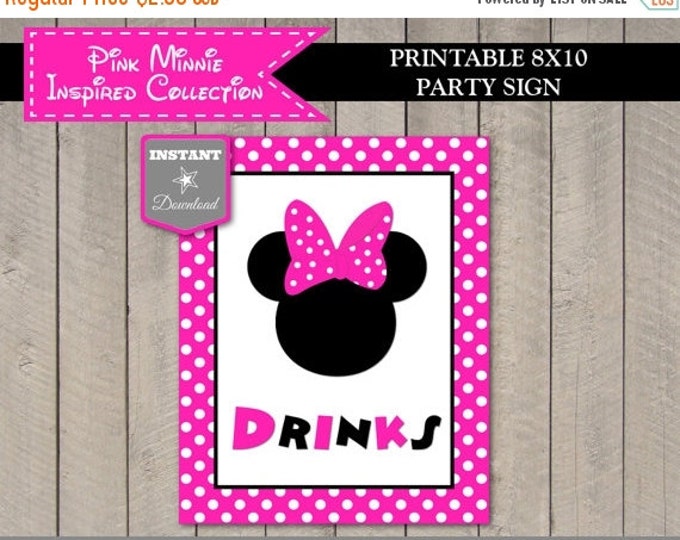 SALE INSTANT DOWNLOAD Hot Pink Mouse Printable 8x10 Drinks Party Sign / Hot Pink Mouse Collection / Item #1744
