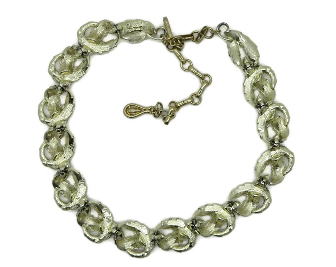 Coro Leaf Necklace, Vintage Gold Tone Choker, Signed Designer Jewelry, 11 Inch Necklace, Perfect Gift, Gift Box