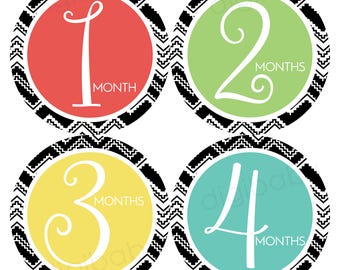 Tribal Baby Month Stickers Girl, Monthly Baby Stickers, Baby Stickers, Monthly Milestone, Printable stickers DIY PDF