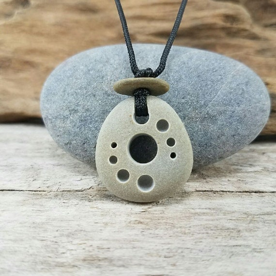 Natural Stone Circle Necklace beach rock necklace adjustable