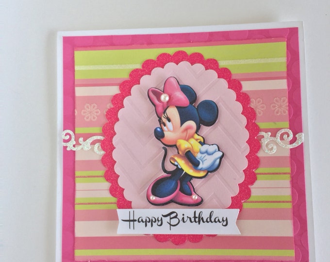 Minnie Mouse Birthday Card / Cards for Friend or Loved one/ Personalized Cards