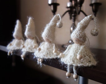 Christmas angels Christmas decoration Crochet Christmas tree decoration Beige angel Wedding decor Christmas tree toy New year ornament