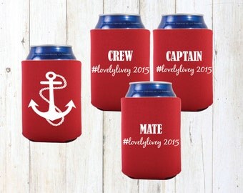 Nautical bachelorette party can cooler.Bachelorette can cooler.Bachelorette party favors.beer can cooler.Bridesmaid gifts