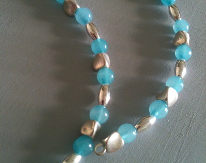 clearance! Amazonite and silver beaded necklace and earring set