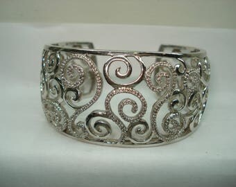 Sterling Silver Fancy Designer Cuff Bracelet