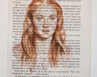 ORIGINAL Sansa Stark Watercolor Book Illustration A Game of Thrones A Song of Ice and Fire Page Painting