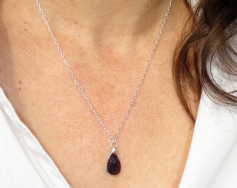 Sterling silver amethyst necklace, Amethyst necklace, February birthstone necklace, Gemstone necklace,