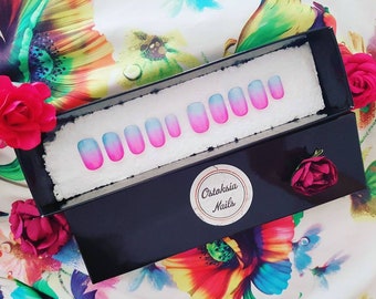 Vibrant Ombre - Three Tone Press on Nails