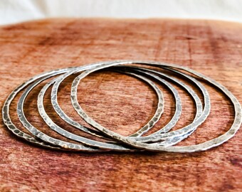 Simple Silver Bangle Bracelets. Silver Bangles. Sterling Silver Jingle Bracelets