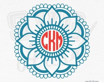 Mandala SVG - EPS - DXF & Png - 1 Mandala Monogram Frame Design