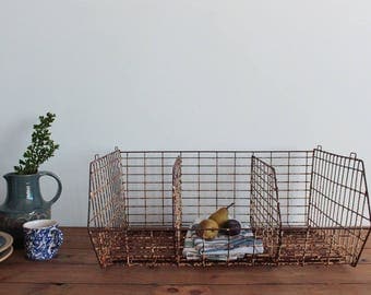 Vintage Rustic Large Rusted Metal Wire Storage Basket