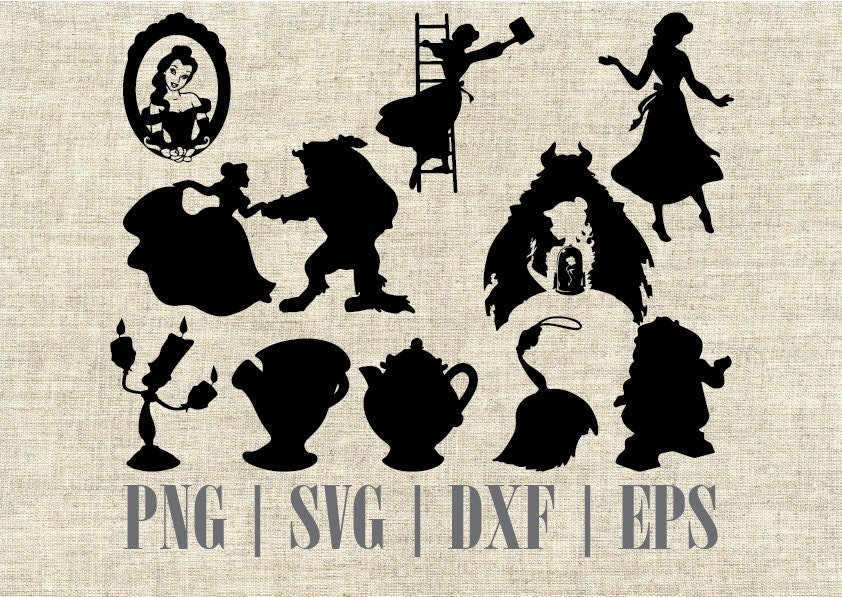 Download Beauty and the Beast Silhouette SVG Cut File Digital Clipart