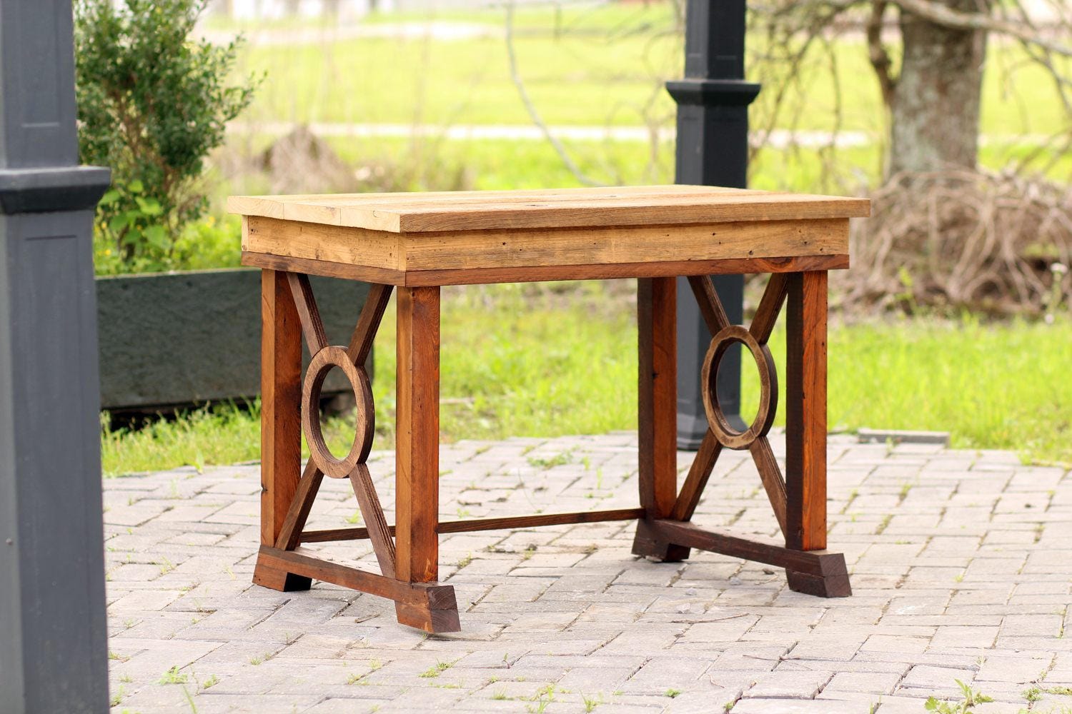 Small 36 Reclaimed Wood Craftsman Style Side Table Hand