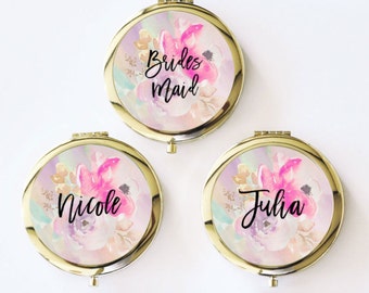 Bridesmaid Mirror Compacts - Personalized Bridesmaid Gifts Unique Bridesmaid Compact Mirror Personalized Gifts for Women (EB3166)
