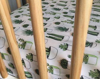 cactus crib sheet, cacti nursery, gender neutral nursery, modern baby bedding, succulent crib sheet, crib bedding