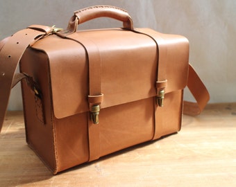 leather camera bag,camera tool bag,leather messenger bag,waxed thread, tool bag, laptop bag,full grain leather,handmade,gift.
