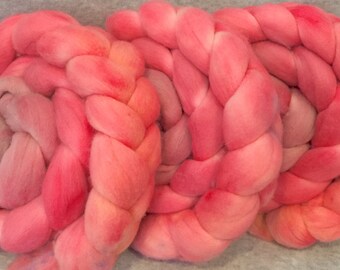 Hand Dyed Merino Wool top - Flamingo