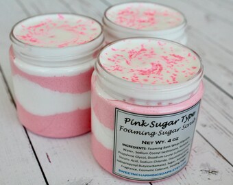 Pink Sugar Type Foaming Sugar Scrub / Foaming Sugar Scrub / Whipped Sugar Scrub/ Exfoliating Sugar Scrub / Body Scrub