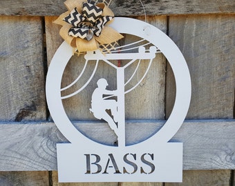 Lineman Wooden Sign - Lineman Door Hanger - Lineman Gift - Wedding Gift - Housewarming Gift - Personalized Gift