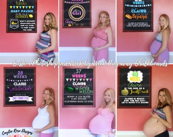 Pregnancy Chalkboards - Personalized Week By Week  - Photoshopped - Weekly Pregnancy Chalkboard Sign - Various Packages - Customized