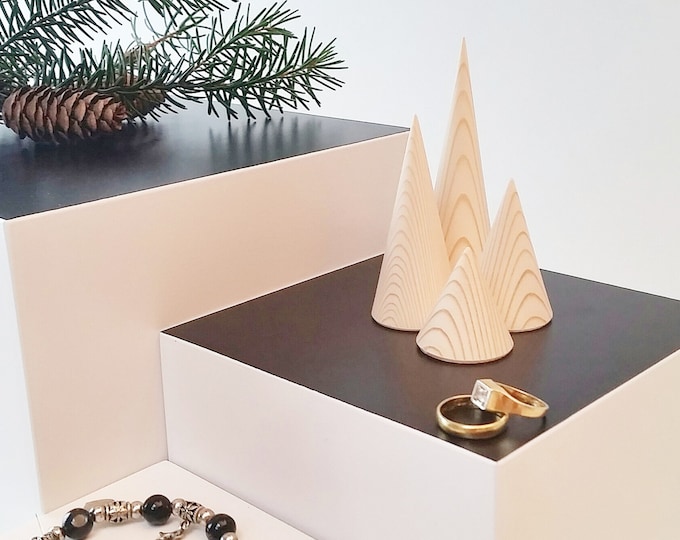 Ring Cone Set Pine Wood Mother's day gift Jewelry Display Ring Organiser Ringorganiser Christmas Gift