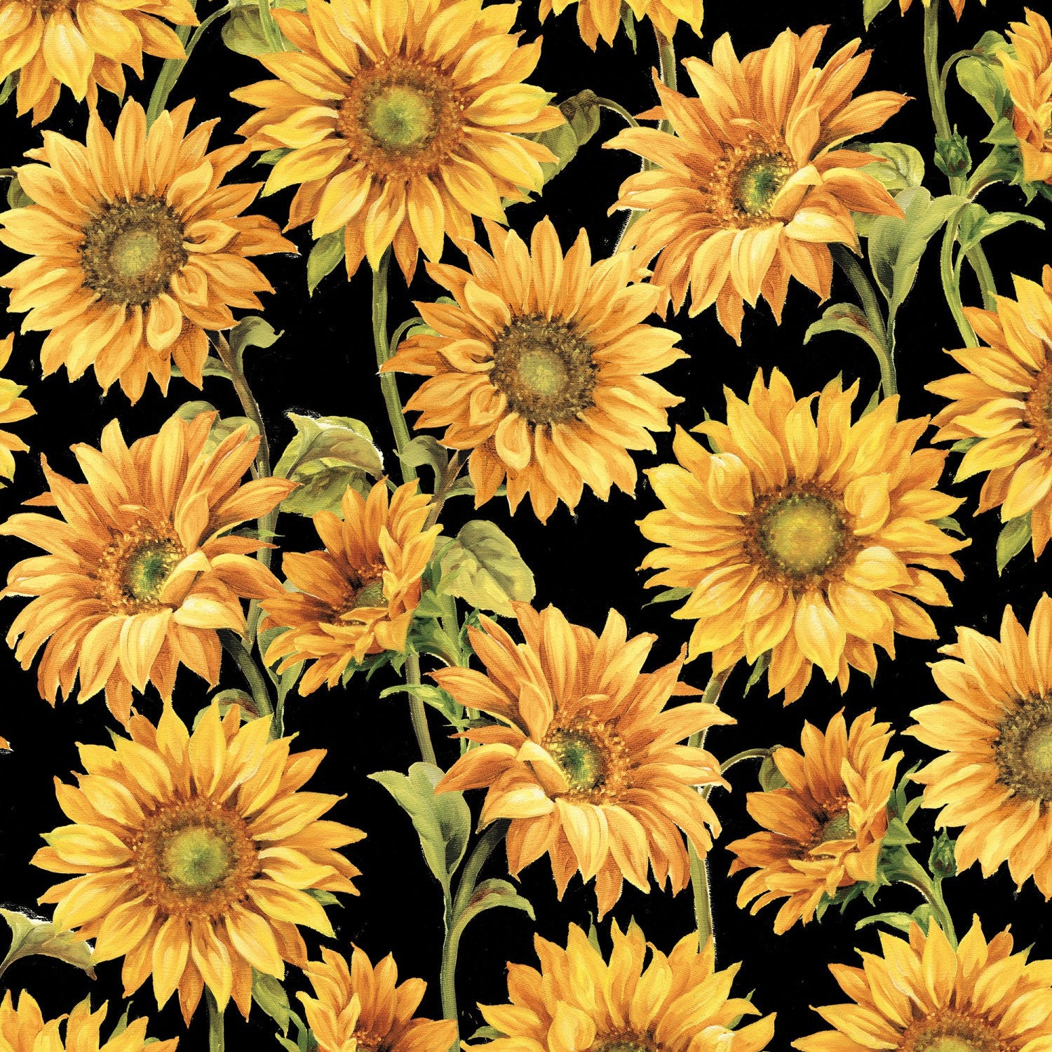 Packed Sunflowers Fabric Fat Quarter Third Yard Half Yard Or By The Yard 1409 86429 957 6102