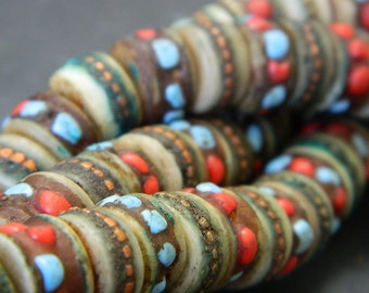 Vintage Tibetan Oiled Yak Bone Prayer Beads - Tibet Ox Bone Beads Prayer Beads - Authentic Tibetan Beads - 20 Beads