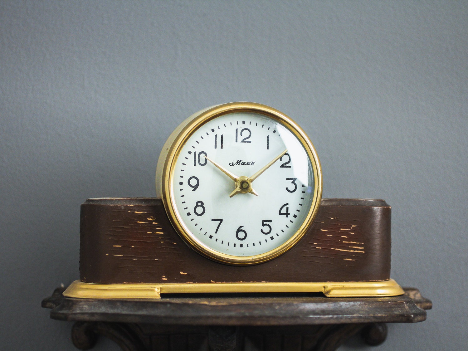 Soviet mechanical desk clock Mayak / Lighthouse vintage