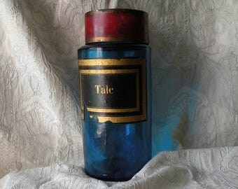 LARGE blue glass apothecary jar, apothecary jars, apothecary cabinet, frenchshabbychic, french apothecary, apothecary bottle, blue glass
