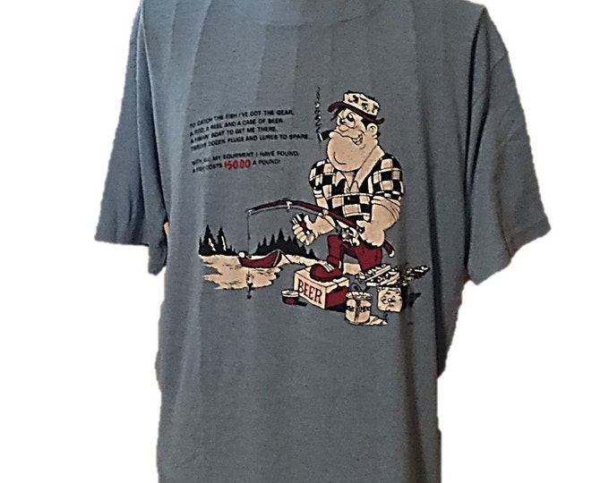Vintage 1980s Fishing XL TShirt Tee Shirt - Gag Gift - Miller T-Shirt Made in the USA,