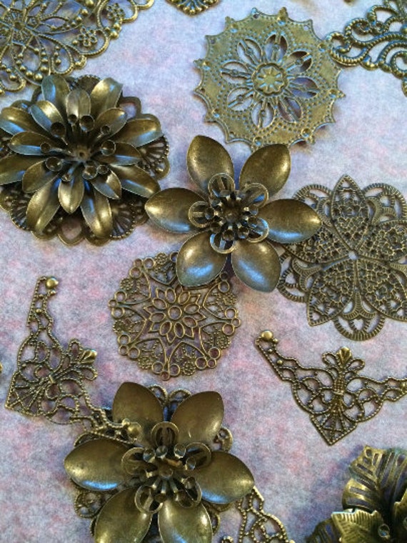 30 Bronze Metal Embellishments Jewellery findings