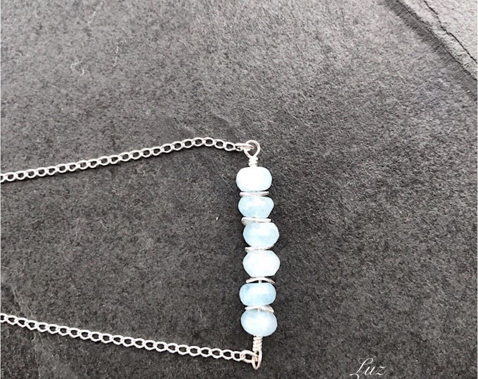 Aquamarine Pendant, Aquamarine Silver Necklace, Aquamarine Bar Necklace, Aquamarine Necklace, Aquamarine Jewelry Raw aquamarine